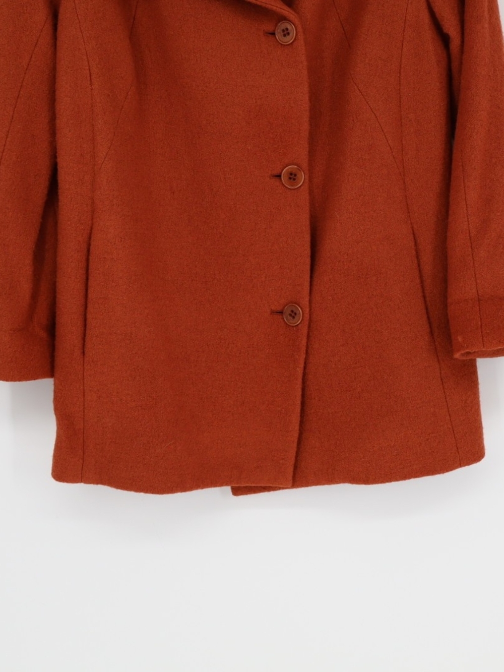 Talbots Woman Coat 14W Burnt Orange Wool Blend Oversized Collar Plus Size Warm - Picture 3 of 16